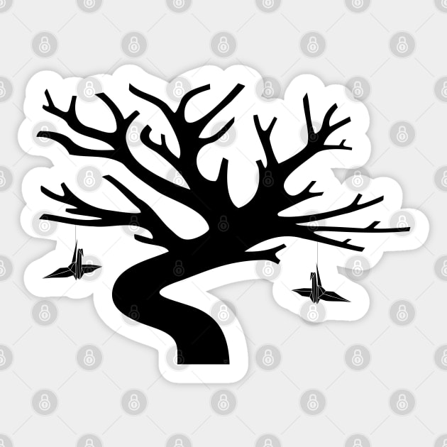 Senbazuru Tree by The Ethyr & Medialia Gallery (Black) Sticker by Village Values